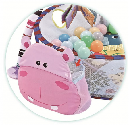 Spatiu de joaca cu saltea de activitati si tarc pentru bebelusi cu 30 bile Hipopotam [4]