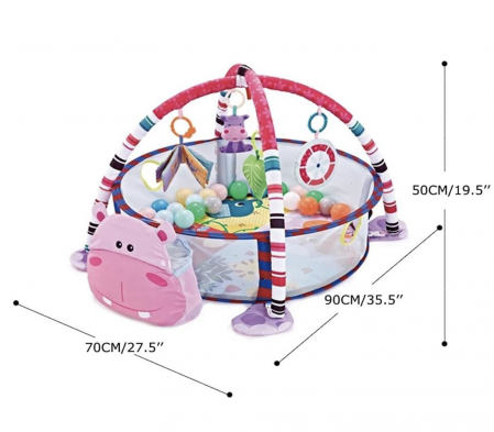 Spatiu de joaca cu saltea de activitati si tarc pentru bebelusi cu 30 bile Hipopotam [3]