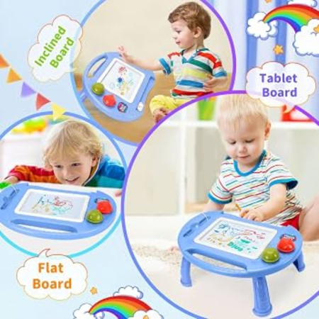 Jocuri si Jucarii - Tabla Creativa Magnetica 2 in 1 cu Masuta de Activitati si Desen, bleu