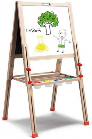 Table de scris pentru copii - Tabla Jumbo cu Doua Fete, tip sevalet, inaltime reglabila, 148 cm, din lemn