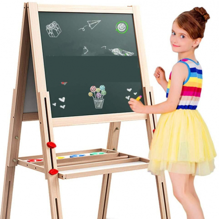 Tabla Jumbo cu Doua Fete, tip sevalet, inaltime reglabila, 148 cm, din lemn [3]