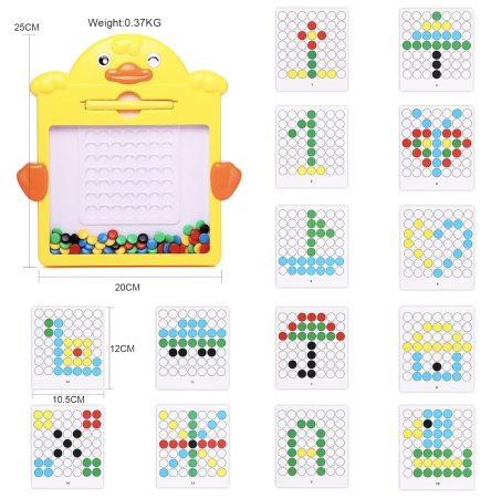Tabla magnetica cu pix si 20 sabloane, 52 butoni colorati, Ratusca [3]