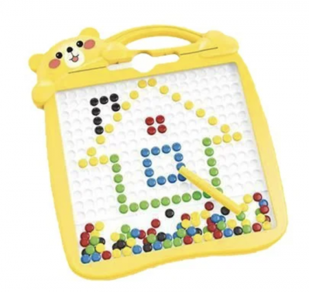 Laptop-uri si tablete grafice copii - Tabla magnetica cu pix si 20 sabloane, 108 butoni colorati, Ursulet