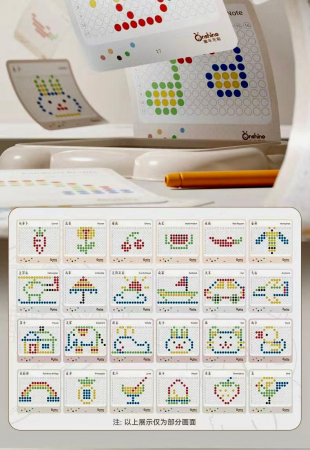 Tabla magnetica cu pix si 24 sabloane, 101 butoni colorati, Ursulet [3]