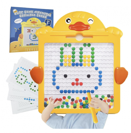 Laptop-uri si tablete grafice copii - Tabla magnetica cu pix si 20 sabloane, 52 butoni colorati, Ratusca