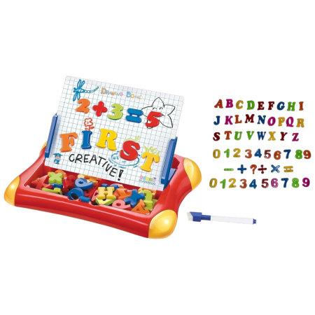 Jocuri si Jucarii - Tabla magnetica educativa 2 in 1, litere si cifre, marker si burete, 3ani+