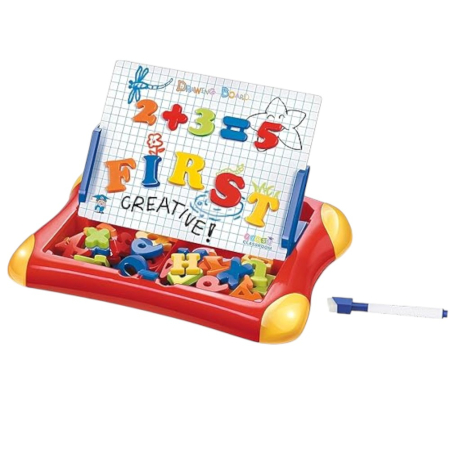 Jocuri si Jucarii - Tabla magnetica educativa 2 in 1, litere si cifre, marker si burete, 3ani+