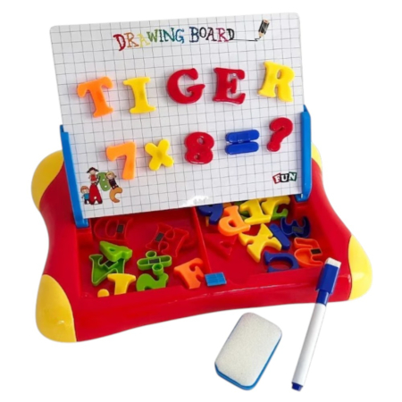 Tabla magnetica educativa 2 in 1, litere si cifre, marker si burete, 3ani+ [2]