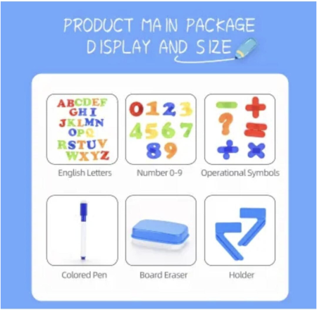 Masuta magnetica educativa 3 in 1, litere si cifre, tabla de scris, marker [6]