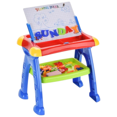 Jocuri si Jucarii - Masuta magnetica educativa 3 in 1, litere si cifre, tabla de scris, marker