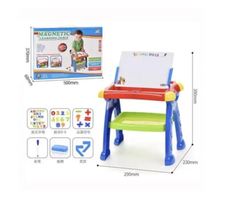 Jocuri si Jucarii - Masuta magnetica educativa 3 in 1, litere si cifre, tabla de scris, marker