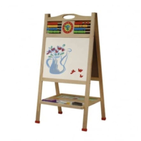 Table de scris pentru copii - Tabla Sevalet, Cu Doua Fete, cu abac si ceas, D001, 80 cm, din lemn