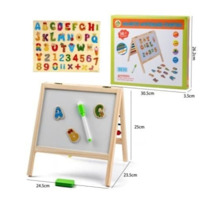Tabla Montessori 8830, magnetica din lemn cu 2 functii - scriere si numaratoare abac, din lemn [2]