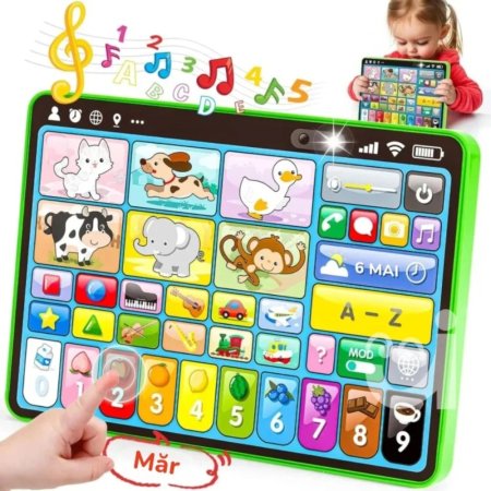Jocuri si Jucarii - Tableta Educativa 3 in 1 Romana-Engleza - Activitati Logopedice si Jocuri, verde