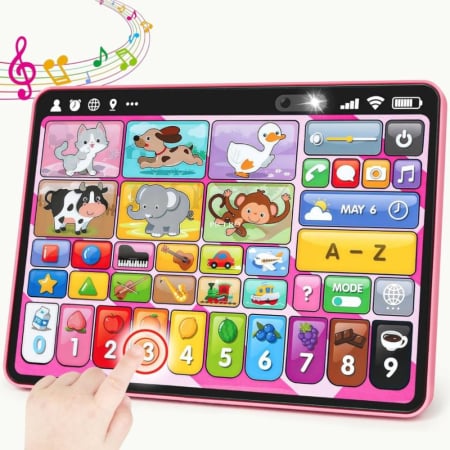 Jocuri si Jucarii - Tableta Educativa 3 in 1 Romana-Engleza - Activitati Logopedice si Jocuri, roz