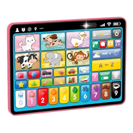 Jocuri si Jucarii - Tableta Educativa 3 in 1 Romana-Engleza - Activitati Logopedice si Jocuri, roz