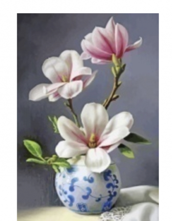 Tablou PM601 Picteaza dupa numere, Vaza cu magnolii, 20 x 30 cm [2]