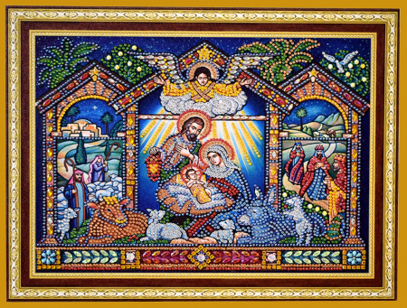 Tablou cu Diamante R8064 Nasterea Domnului, cu Umplere partiala, cu rama, 30x40 cm [5]