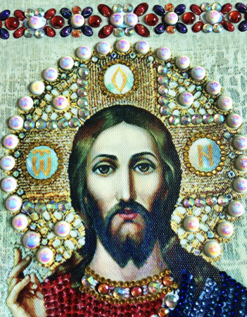 Tablou cu Diamante R8007 Iisus Hristos Pantocrator, cu Umplere partiala, cu rama, 30x40 cm [3]