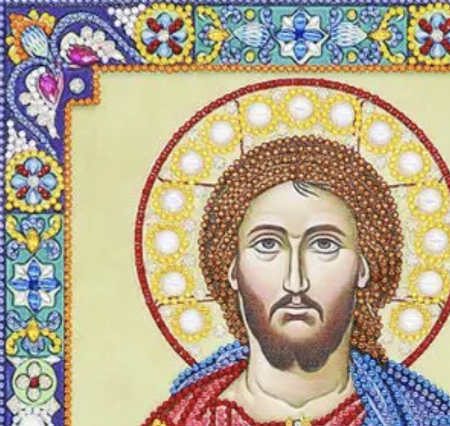 Tablou cu Diamante R8086 Inima lui Iisus, cu Umplere partiala, cu rama, 30x40 cm [3]