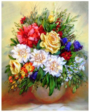 Tablou cu rama de lemn GM062, Vaza cu Trandafiri multicolori, Pictura cu Diamante, Goblen cu pietre 5D, 40 x 50 cm [6]
