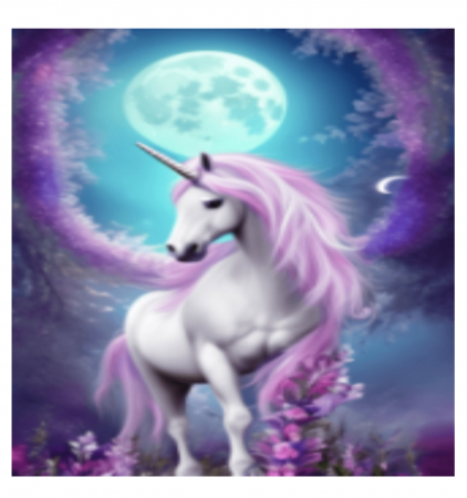 Tablou GM524 Unicorn sub clar de luna, Pictura cu Diamante, Goblen cu pietre 5D, cu rama de lemn, 40 x 50 cm [2]