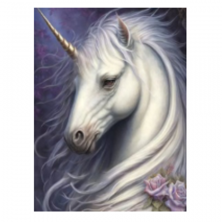 Tablou GM507, Unicorn Alb, cu rama de lemn, Pictura cu Diamante, Goblen cu pietre 5D, 20 x 30 cm [0]