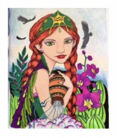 Tablouri DIY - Tablou GM516 Zodia Varsator Pictura cu Diamante, Goblen cu pietre 5D, cu rama de lemn, 20 x 30 cm