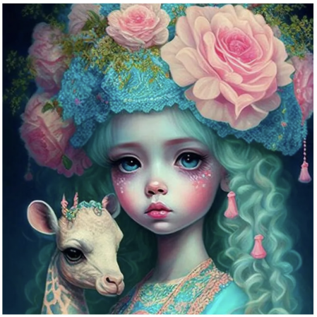 Tablouri DIY - Tablou GM533, Zana Fauna, Pictura cu Diamante, Goblen cu pietre 5D, cu rama de lemn, 40 x 50 cm