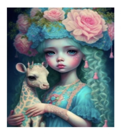 Tablouri DIY - Tablou GM533, Zana Fauna, Pictura cu Diamante, Goblen cu pietre 5D, cu rama de lemn, 40 x 50 cm