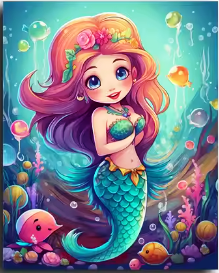Tablou GM993 Goblen Diamante Patrate, cu rama, 20 x 30 cm, Sirena [0]