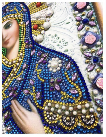 Tablou cu Diamante R8064 Maica Domnului din Ierusalim, cu Umplere partiala, cu rama, 30x40 cm [5]