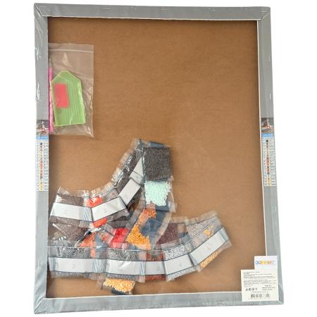 Tablou GR03 Goblen Diamante Rotunde, cu rama, 50 x 40 cm, Fetita si catelul [2]