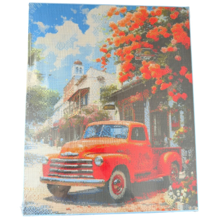 Tablouri cu diamante - Tablou GR06 Goblen Diamante Rotunde, cu rama, 50 x 40 cm, Masina de epoca