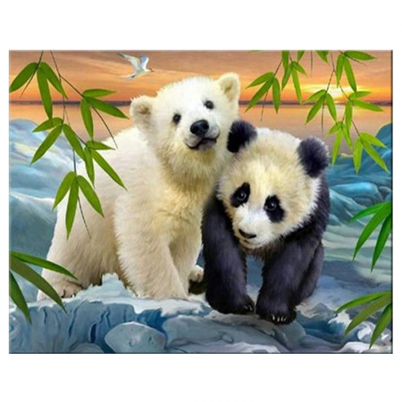 Tablou 607 Picteaza Dupa Numere, Ursuletii Polari si Panda 20x30 cm [0]
