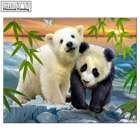 Tablou 607 Picteaza Dupa Numere, Ursuletii Polari si Panda 20x30 cm [3]