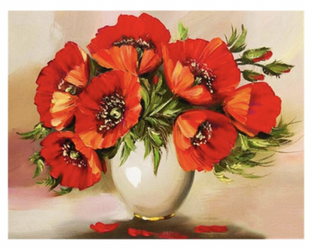 Tablou PM670 Picteaza Dupa Numere, cu rama, 20x30 cm, Maci in vaza [0]