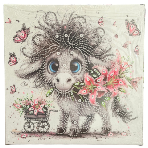 Tablouri cu diamante - Tablou YY72, Magarus si Crini, cu Diamante, cu Umplere partiala, cu rama, 25x25 cm