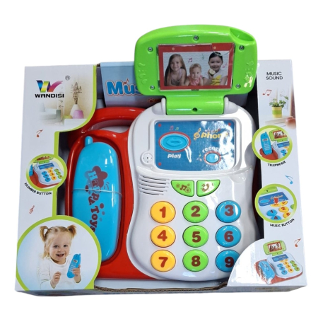 Jocuri si Jucarii - Telefon muzical interactiv pentru copii, cu lumini si sunete, 18 luni+