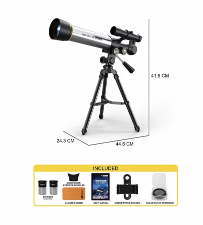 Telescop Astronomic cu Trepied Stabil, Zoom 60X, din Aliaj de Aluminiu, Negru-Argintiu [9]