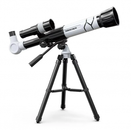 Jocuri experimente pentru copii | Jocuri stiintifice - Telescop cu Trepied, Zoom 40x, IPX4, Plastic și Sticlă FMC, Alb