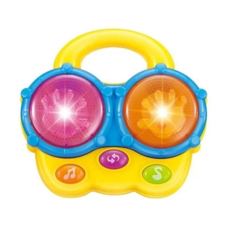 Jocuri si Jucarii - Toba interactive pentru copii 18 luni+, cu lumini si sunete, galben