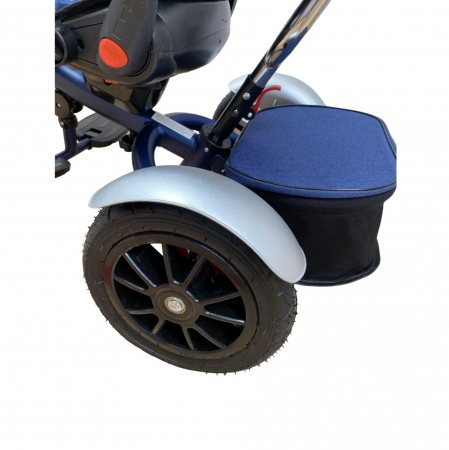 Tricicleta cu far luminos si sunete, Maner reversibil, 4499 - Albastru [11]