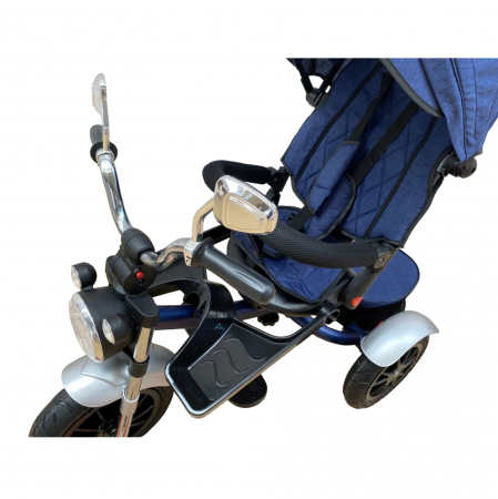 Tricicleta cu far luminos si sunete, Maner reversibil, 4499 - Albastru [4]