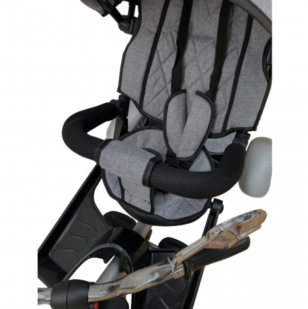 Tricicleta cu far luminos si sunete, Maner reversibil, 4499 - Gri [5]