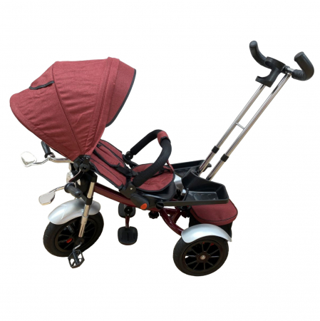 Tricicleta cu far luminos si sunete, Maner reversibil, 4499 - Rosu caramiziu [3]