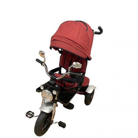 Tricicleta cu far luminos si sunete, Maner reversibil, 4499 - Rosu caramiziu [4]