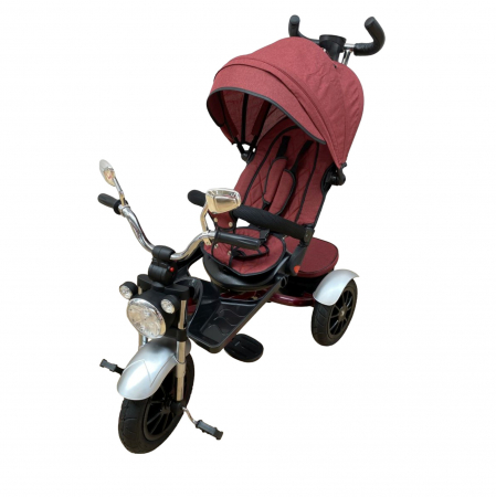 Tricicleta cu far luminos si sunete, Maner reversibil, 4499 - Rosu caramiziu [6]
