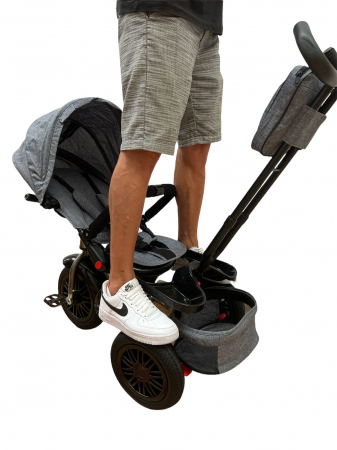 Tricicleta cu scaun reversibil si pozitie de somn, SL02 - Negru cu aripi aurii [7]