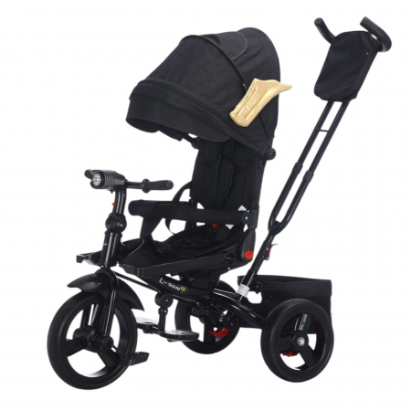 La plimbare - Tricicleta cu scaun reversibil si pozitie de somn, SL02 - Negru cu aripi aurii